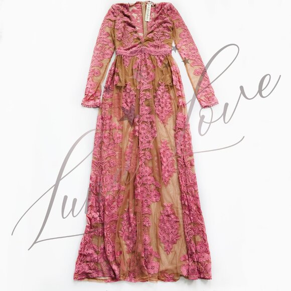 FOR LOVE & LEMONS x FREE PEOPLE Temecula Maxi Dress In Pink NWT - Picture 4 of 13